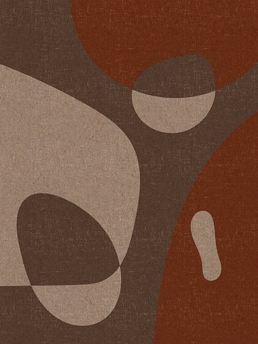 Moderne abstracte retro organische vormen kunst in aardetinten, bruin, beige, terra