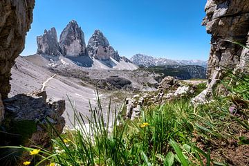 Blick auf die drei Zinnen in den Dolomiten von Voss Fine Art Fotografie