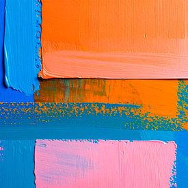 Modern Abstract. Impasto in Blue, Coral Pink and Orange by STUDIO ARTSY