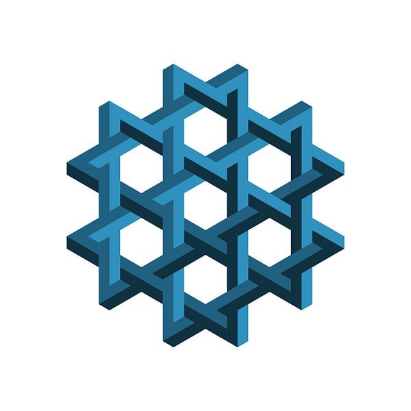 Penrose Sechseck Blau von Leeuwen Werk