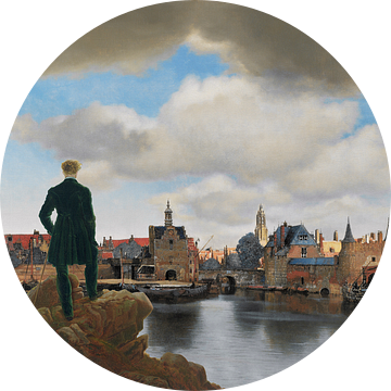 De wandelaar kijkt naar gezicht op Delft