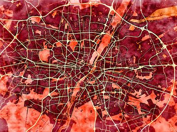 Kaart van München groot in de stijl 'Amber Autumn' van Maporia