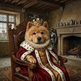 Der Kuschelkönig, ein königlicher Begleiter, klassisches Renaissance-Porträt / humoristisches Kulturerbe von Angelique van den Berg