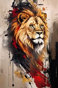 Le lion, un portrait peint sur Arjen Roos
