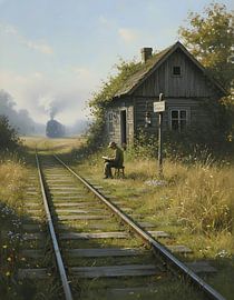 Moosbewachsene Geländer an der vergessenen Hütte von Regan Frederick