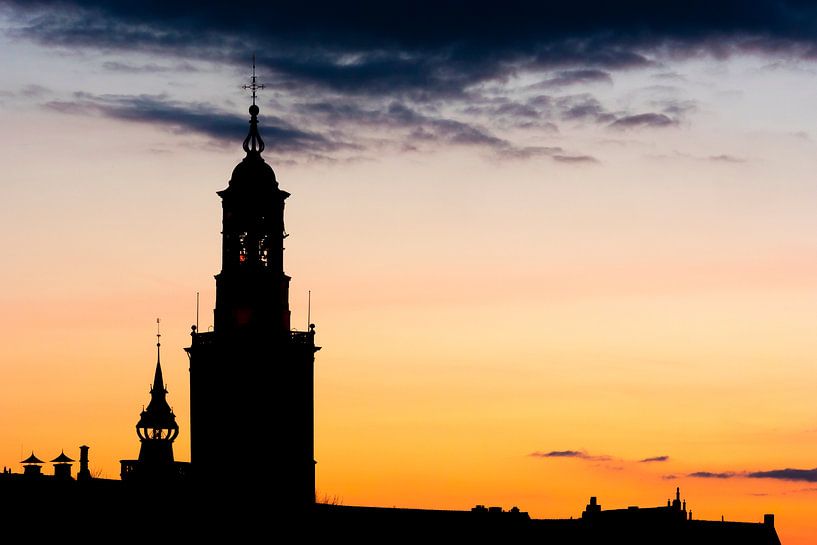 Old city skyline silhouette during a colorful sunset at dusk by Sjoerd van der Wal Photography