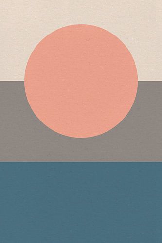 Zon, maan, oceaan. Ikigai. Abstracte minimalistische Zen kunst VI