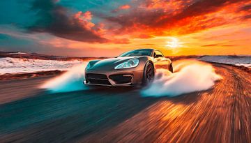 Sports car in the landscape by Mustafa Kurnaz