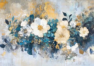 Witte Bloemen Abstract