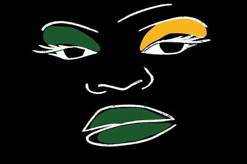 Abstract minimalistisch portret van Afrikaans gezicht