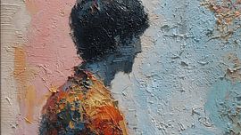 Présence invisible – Portrait abstrait en acrylique texturé, composé de couches aux tons pastel sur Aden Pink Studio