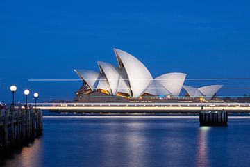 Sydney Opera House op blauw uur van Marianne Kiefer PHOTOGRAPHY