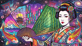 Geisha japonaise sur my pixel art