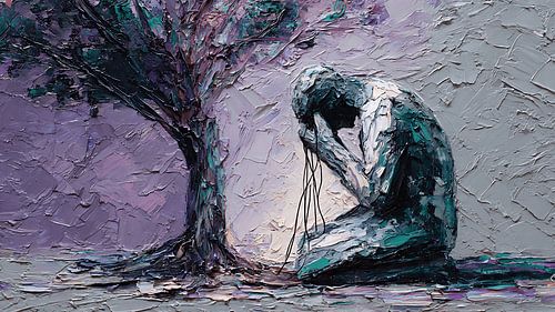 Portrait abstrait surréaliste et émouvant de la nature humaine : fusion et expression du chaos intérieur