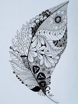 Zentangle Art Feather by Anja  Bulté