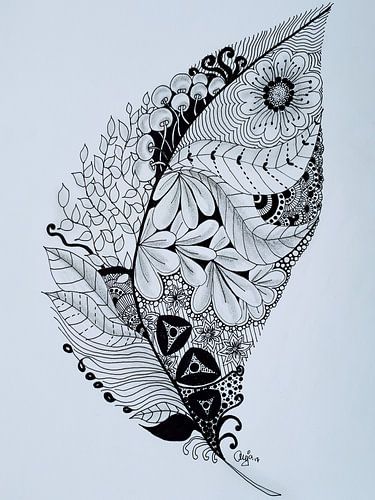 Zentangle Art Feather
