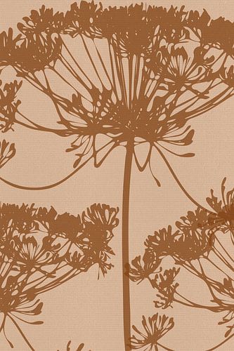 Illustration botanique rétro avec des fleurs de couleur pêche et terracotta