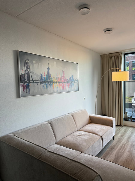 Kundenfoto: Skyline Rotterdam  von Artflow Schilderijen, auf Leinwand