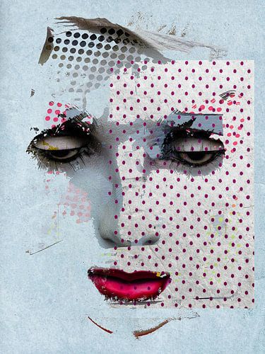 The face with the pink dots