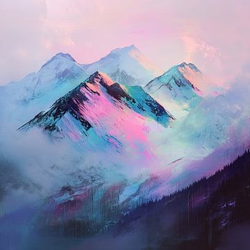 Serene Mountain Hues van Abstract Schilderij