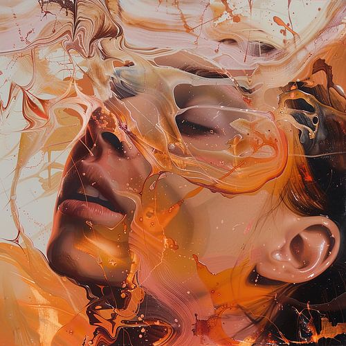 Portrait de femme expressif aux couleurs chaudes