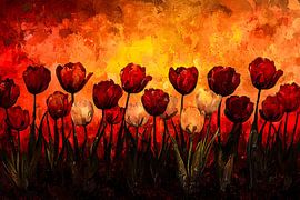 Tulpen op een vurige achtergrond van Imperial Art House