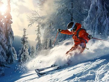 avontuurlijke skiër van PixelPrestige