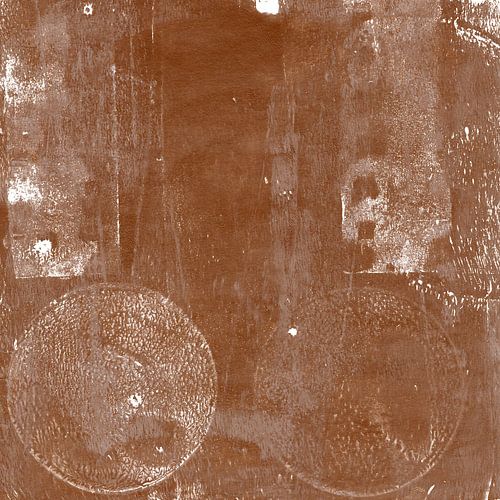 Moderne abstracte kunst. Organische vormen in wit en roestbruin.