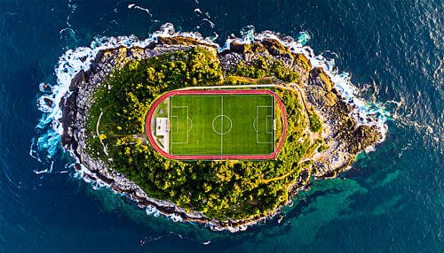 Fußballfeld auf einer Insel