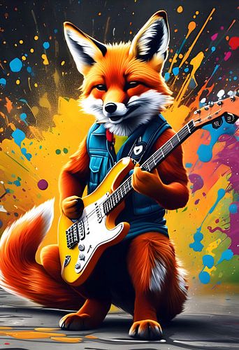 Le renard joue de la guitare, graffiti