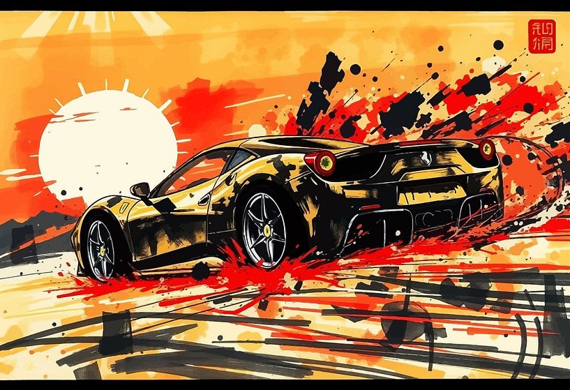 Ferrari 458 Italia – Golden Mirage Japanese Art by MIROKKU