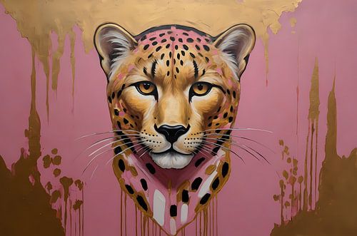 Gouden Glans Luipaard Moderne Kunst