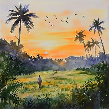 Zonsondergang in het paradijs van Poster Art Shop