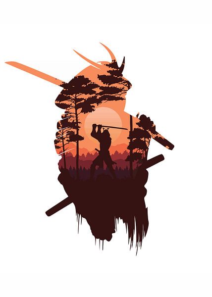 Scherenschnitt Japanischer Samurai 1 von Rez Design