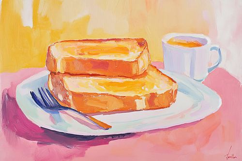 Ontbijt | Heerlijk Ontbijt Pastel Schilderij