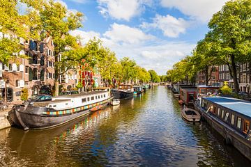 Pleasure barges at Brouwersgracht canal in Amsterdam by Werner Dieterich
