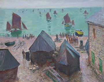 Het vertrek van de boten, Étretat, Claude Monet