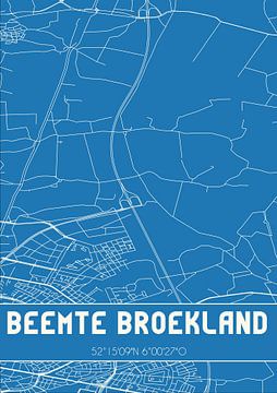 Blauwdruk | Landkaart | Beemte Broekland (Gelderland) van Rezona