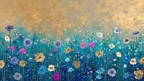 Turquoise and gold flowers