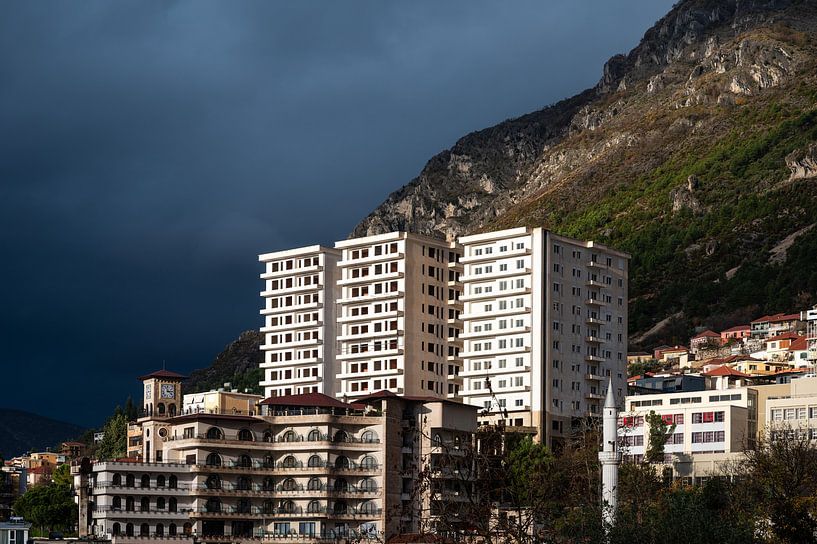 High angle panorama over the traditional village of Kruja, Alban by Werner Lerooy