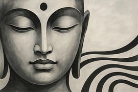 Calm Buddha in shades of grey by Art & Soul Creations