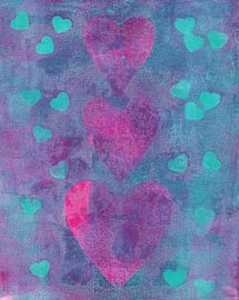 Family of heart in aqua von Karen Kaspar