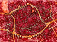 Kaart van Groningen centrum in de stijl 'Amber Autumn'