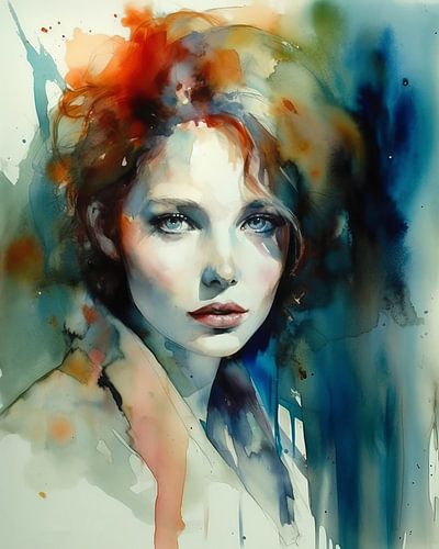 Portrait moderne à l'aquarelle