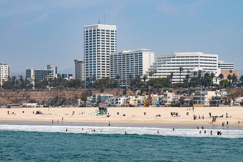 Santa Monica Beach Los Angeles USA - view of beach from pier