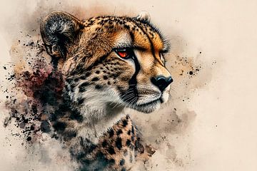Dynamisches Cheeta-Porträt abstrakte Kunst von Art & Soul Creations