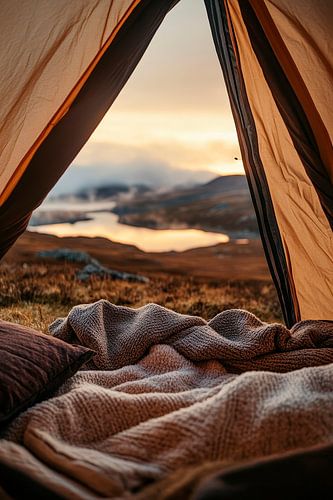 Tentzicht op idyllisch berglandschap