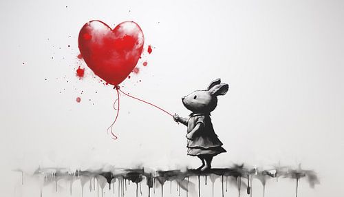Konijn met ballon (hart) panorama