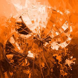 Modern abstracte Dandelion (paardenbloem) in warm oranje