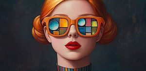 Frau und bunte Brille